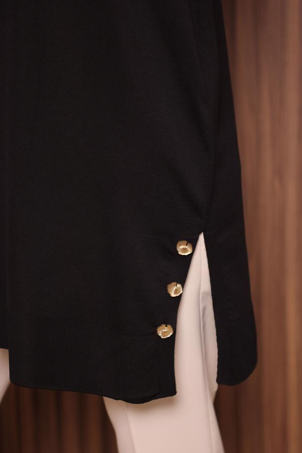 Tesettür giyim SİYAH TRİKO TUNİK T 6007 - TRENDTESETTÜR