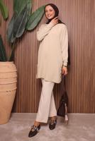 Tesettür giyim BEJ TRİKO TUNİK T 6007