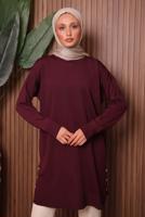 Tesettür giyim BORDO TRİKO TUNİK T 6007