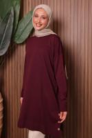 Tesettür giyim BORDO TRİKO TUNİK T 6007