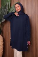 Tesettür giyim LACİVERT TRİKO TUNİK T 6007