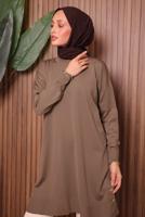 Tesettür giyim VİZON TRİKO TUNİK T 6007