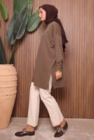 Tesettür giyim VİZON TRİKO TUNİK T 6007