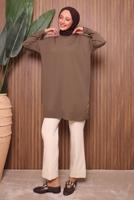 Tesettür giyim VİZON TRİKO TUNİK T 6007