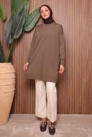 Tesettür giyim VİZON TRİKO TUNİK T 6007