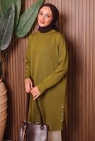 Tesettür giyim YEŞİL TRİKO TUNİK T 6007