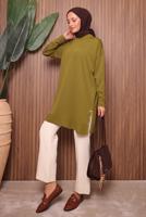 Tesettür giyim YEŞİL TRİKO TUNİK T 6007