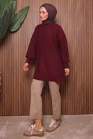 Vêtements hijab ROUGE BORDEAUX TUNIQUE EN MAILLE T 6107
