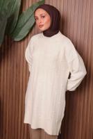 Tesettür giyim EKRU TRİKO TUNİK T 6107