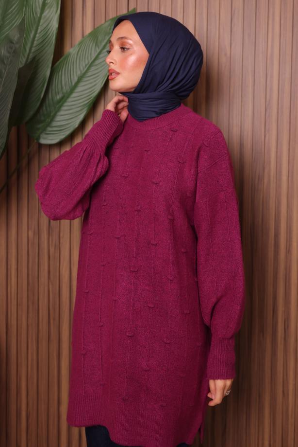 Vêtements hijab FUCHSIA TUNIQUE EN MAILLE T 6107 - TRENDTESETTÜR