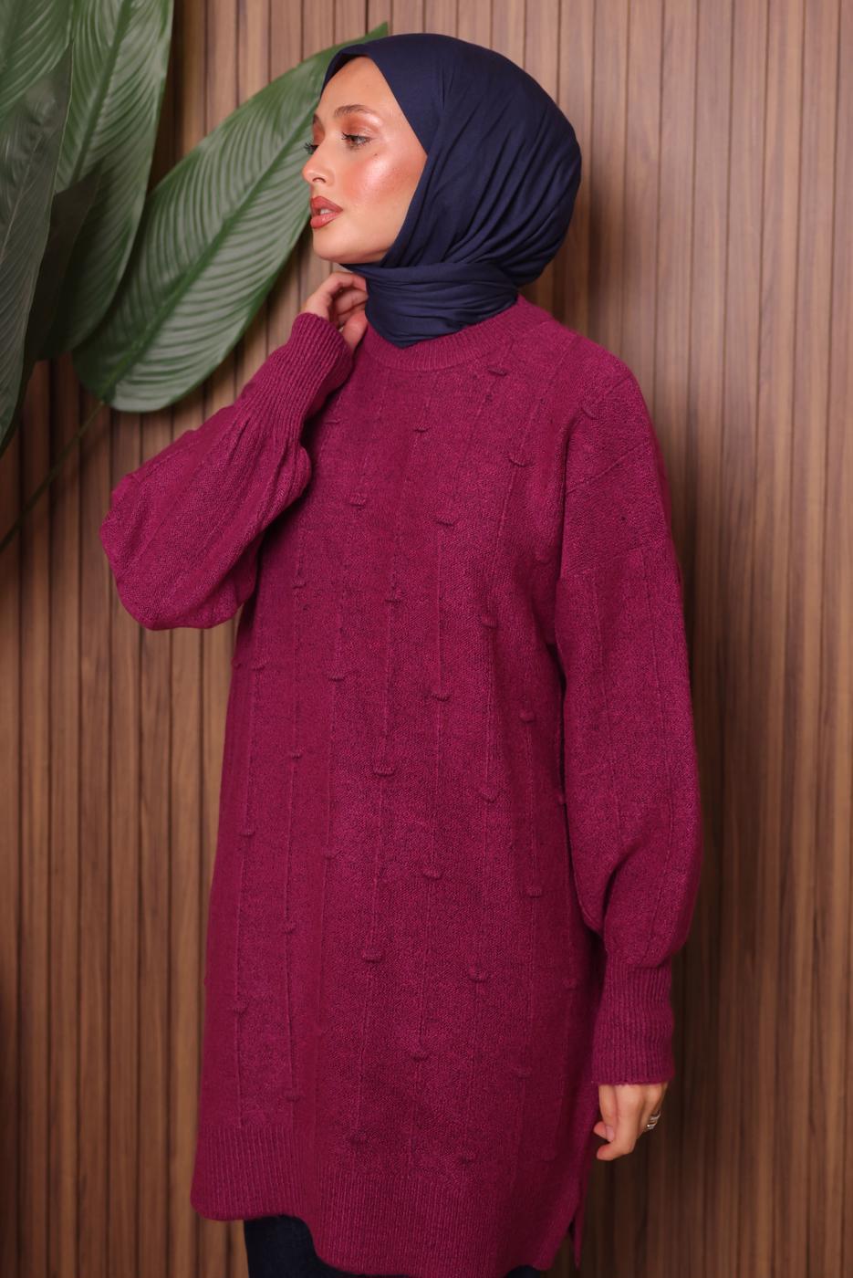 Vêtements hijab FUCHSIA TUNIQUE EN MAILLE T 6107