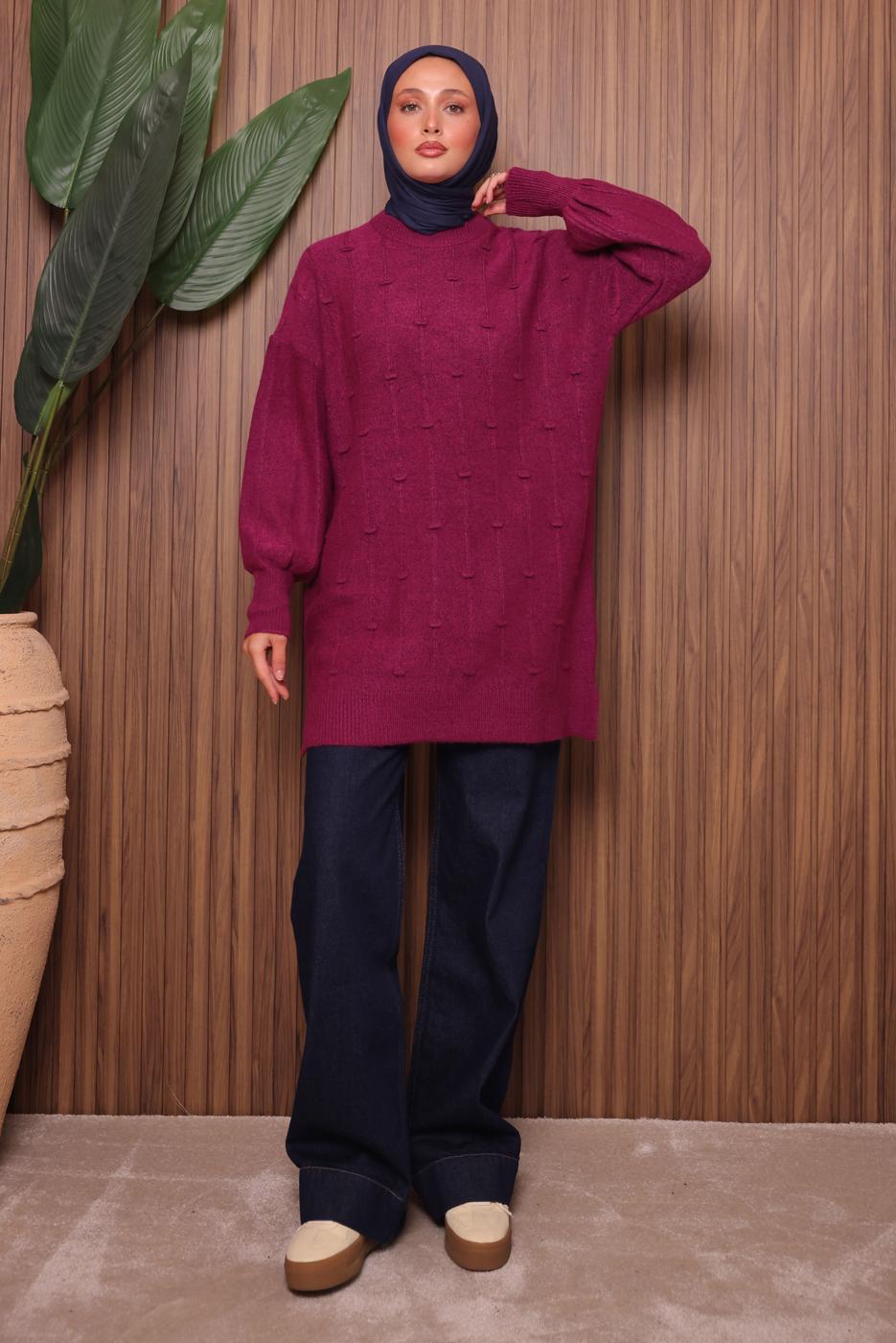 Vêtements hijab FUCHSIA TUNIQUE EN MAILLE T 6107