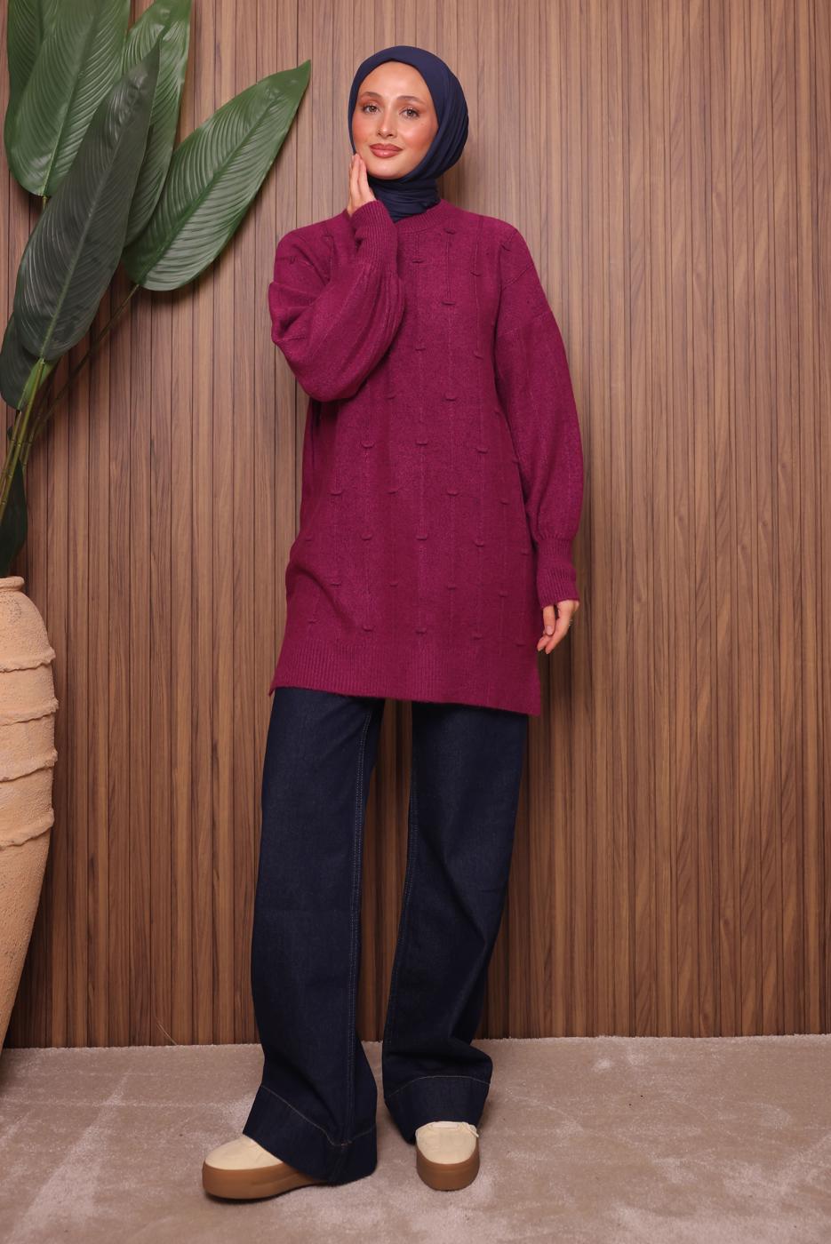 Vêtements hijab FUCHSIA TUNIQUE EN MAILLE T 6107