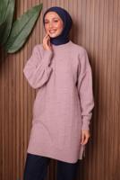 Tesettür giyim PUDRA TRİKO TUNİK T 6107
