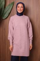 Tesettür giyim PUDRA TRİKO TUNİK T 6107