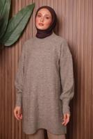 Tesettür giyim VİZON TRİKO TUNİK T 6107