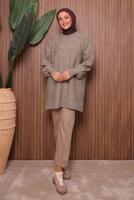 Tesettür giyim VİZON TRİKO TUNİK T 6107