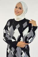 Tesettür giyim SİYAH BAKLAVA DESENLİ TUNİK T 61381