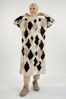 Vêtements hijab BEIGE TUNIQUE À MOTIF DIAMANT T 61381