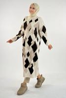 Vêtements hijab BEIGE TUNIQUE À MOTIF DIAMANT T 61381