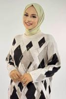 Vêtements hijab BEIGE TUNIQUE À MOTIF DIAMANT T 61381
