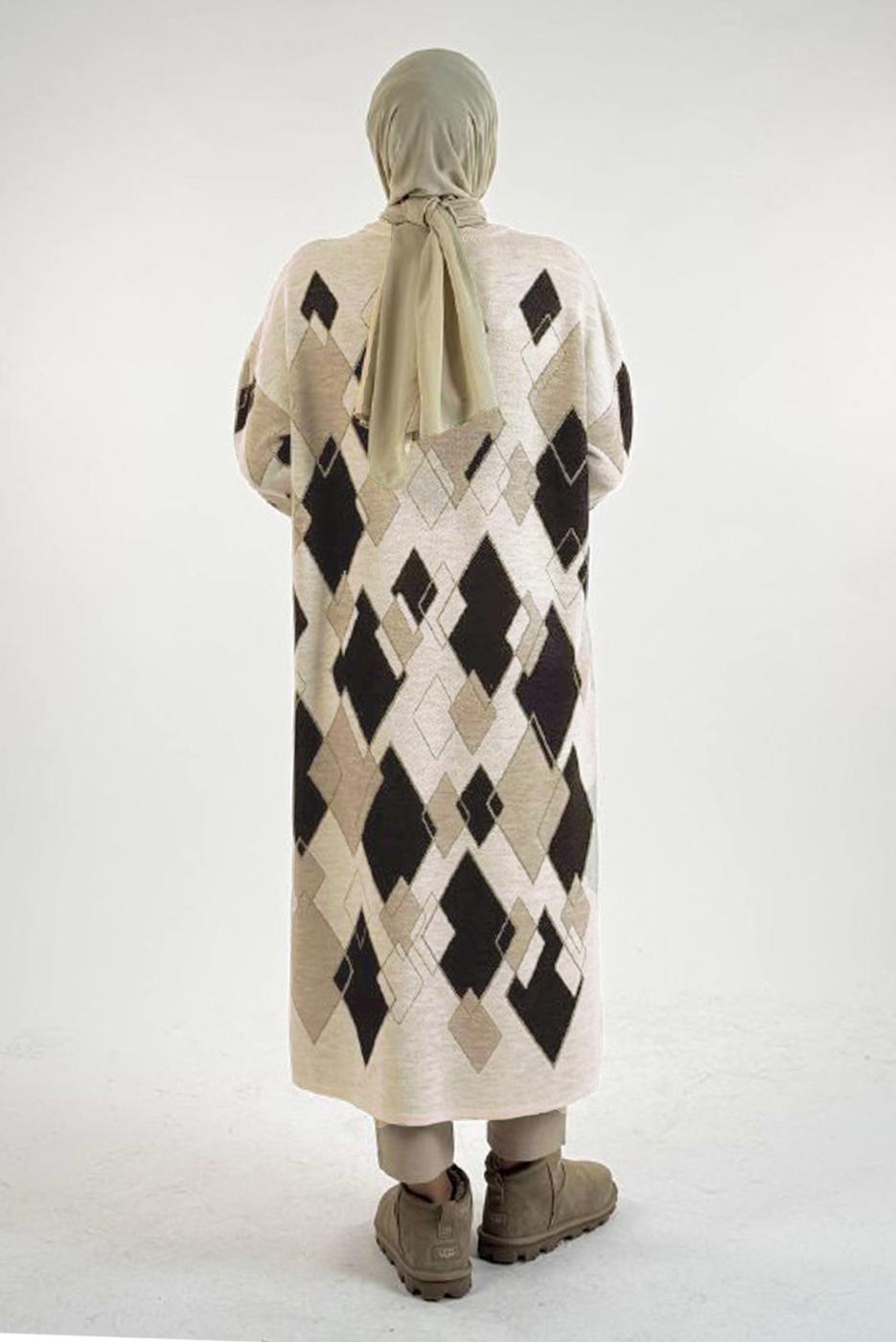 Vêtements hijab BEIGE TUNIQUE À MOTIF DIAMANT T 61381