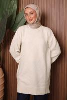 Tesettür giyim EKRU TRİKO TUNİK T 6207
