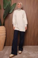 Tesettür giyim EKRU TRİKO TUNİK T 6207