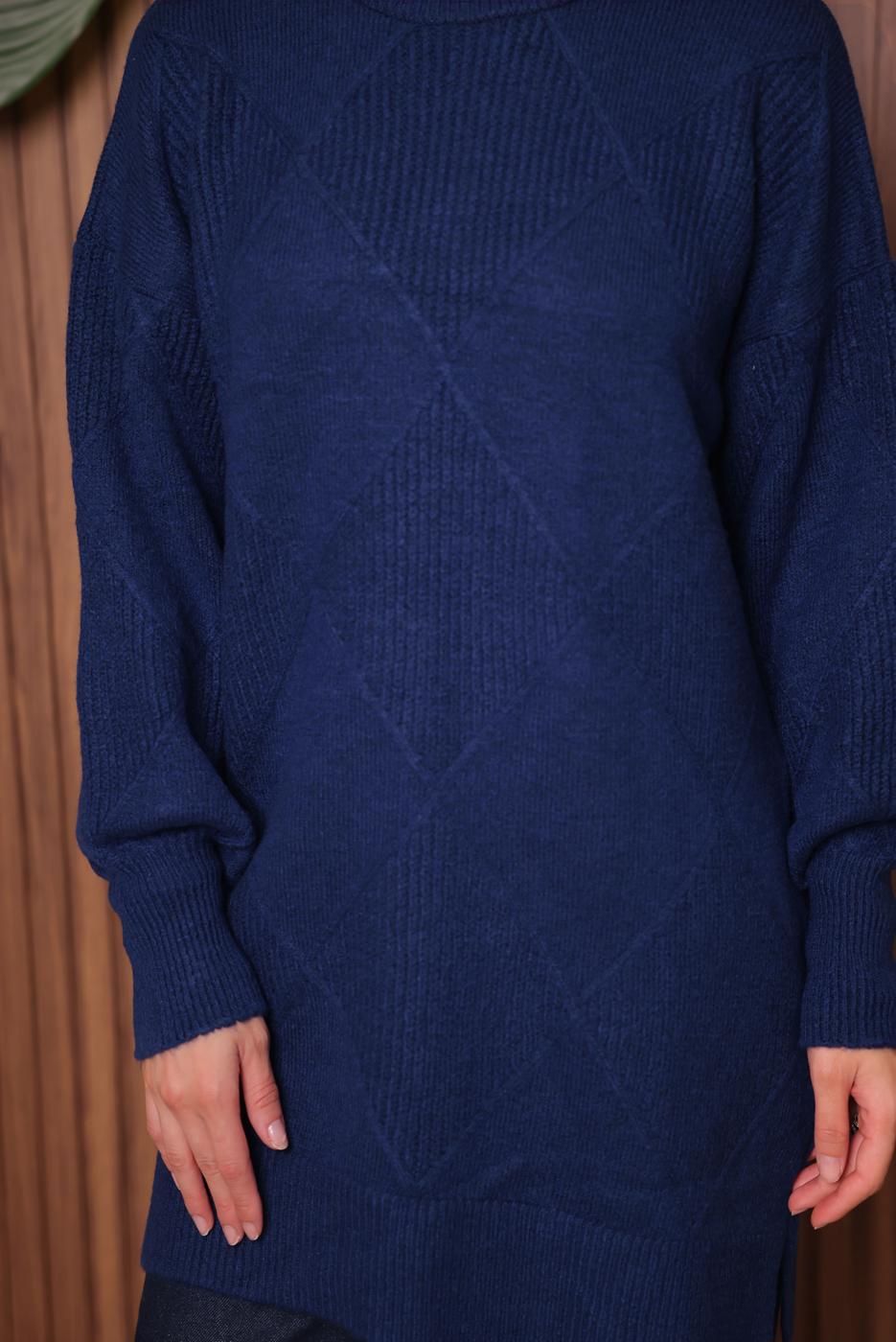 Tesettür giyim LACİVERT TRİKO TUNİK T 6207