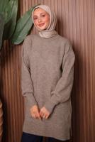 Tesettür giyim VİZON TRİKO TUNİK T 6207