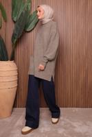 Tesettür giyim VİZON TRİKO TUNİK T 6207