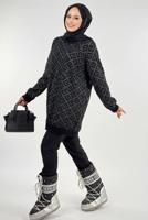 Tesettür giyim SİYAH DESENLİ TUNİK T 62381