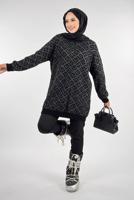 Tesettür giyim SİYAH DESENLİ TUNİK T 62381