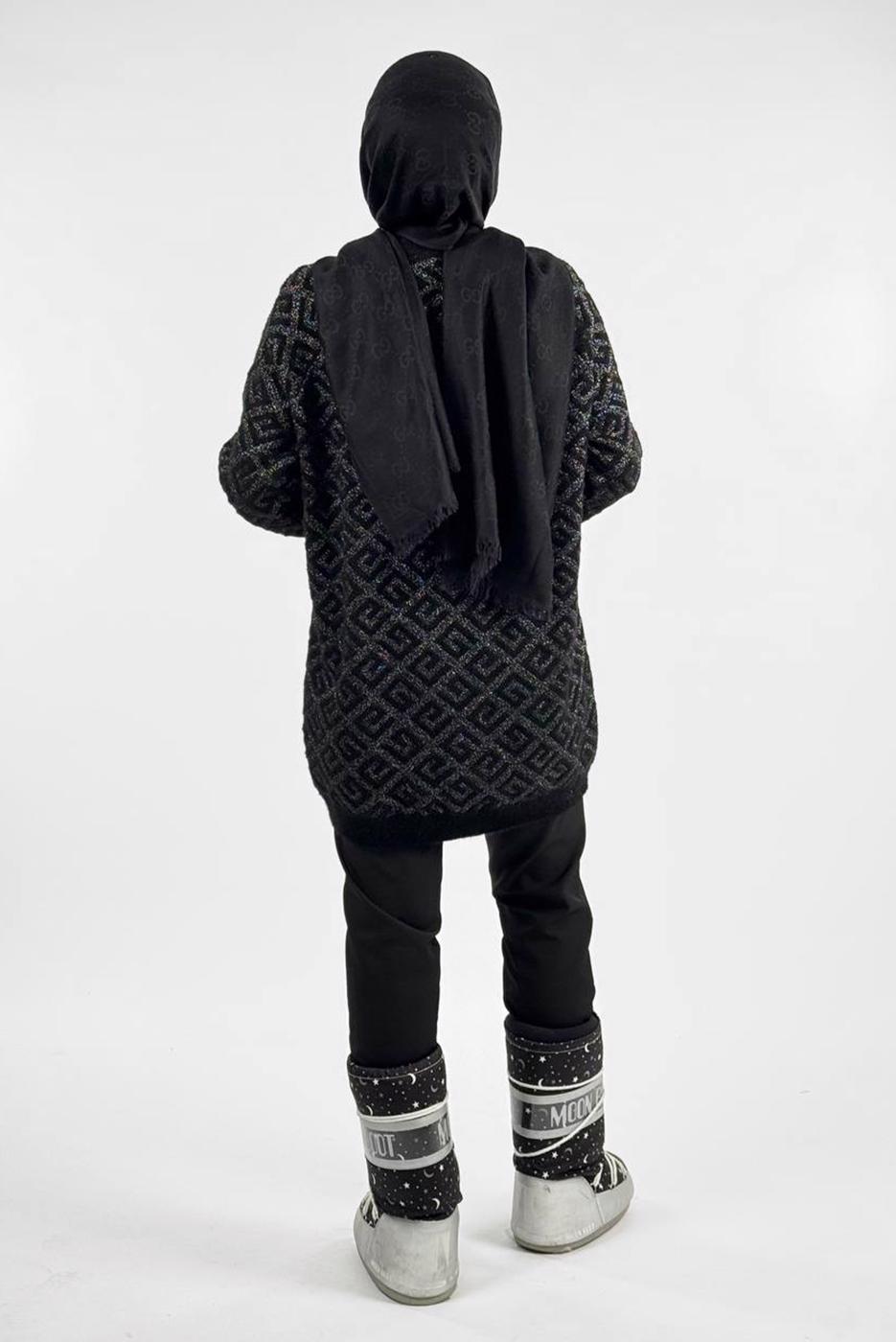 Tesettür giyim SİYAH DESENLİ TUNİK T 62381