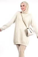 Tesettür giyim BEJ DESENLİ TUNİK T 62381