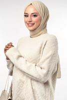 Tesettür giyim BEJ DESENLİ TUNİK T 62381