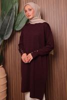Tesettür giyim BORDO TRİKO TUNİK T 7007
