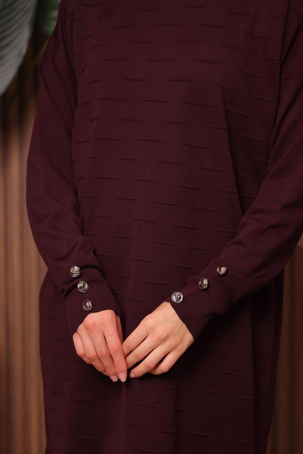 Tesettür giyim BORDO TRİKO TUNİK T 7007 - TRENDTESETTÜR