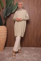 Tesettür giyim EKRU TRİKO TUNİK T 7007