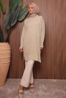 Tesettür giyim EKRU TRİKO TUNİK T 7007