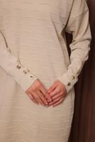 Tesettür giyim EKRU TRİKO TUNİK T 7007