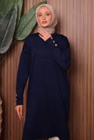 Tesettür giyim LACİVERT TRİKO TUNİK T 7007