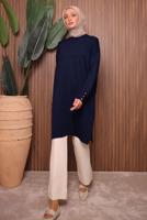 Tesettür giyim LACİVERT TRİKO TUNİK T 7007
