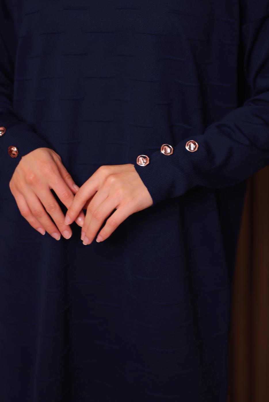 Tesettür giyim LACİVERT TRİKO TUNİK T 7007