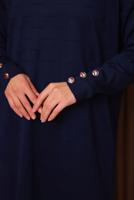 Tesettür giyim LACİVERT TRİKO TUNİK T 7007