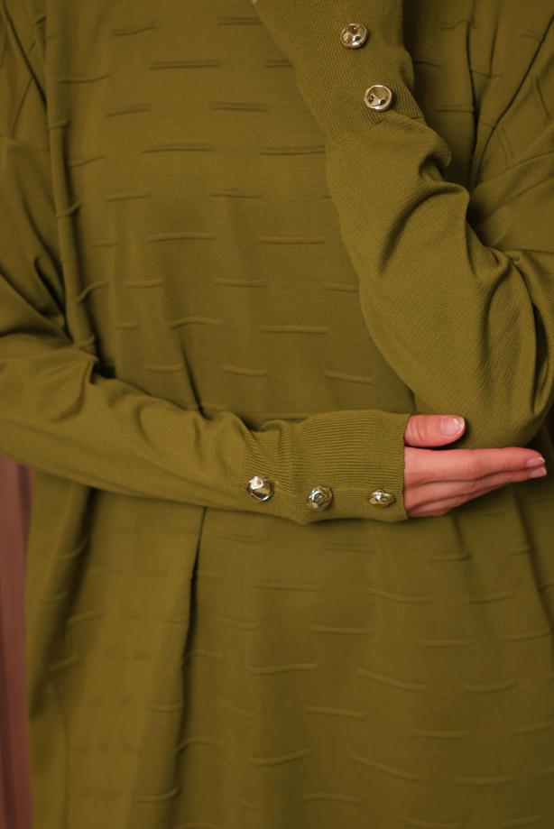 Tesettür giyim YEŞİL TRİKO TUNİK T 7007 - TRENDTESETTÜR