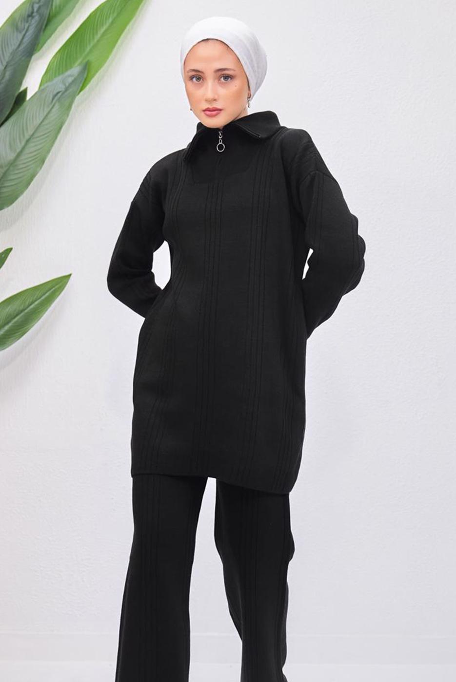 Tesettür giyim SİYAH TRİKO TUNİK T 7708-1
