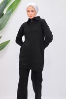 Tesettür giyim SİYAH TRİKO TUNİK T 7708-1