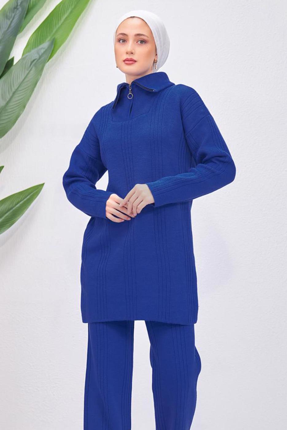 Tesettür giyim LACİVERT TRİKO TUNİK T 7708-1