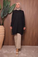 Vêtements hijab NOIR TUNIQUE EN MAILLE T 8007